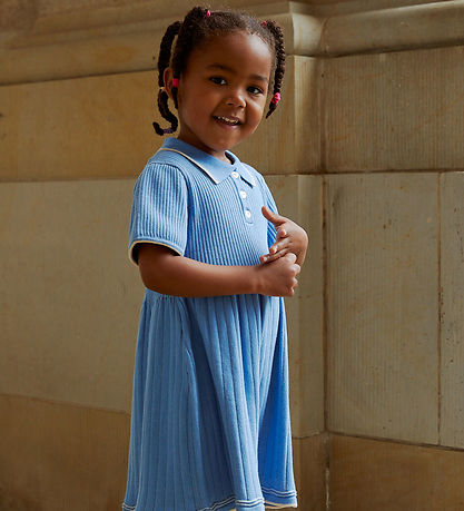 Copenhagen Colors Kjole - Strik - Sky Blue/Cream Comb