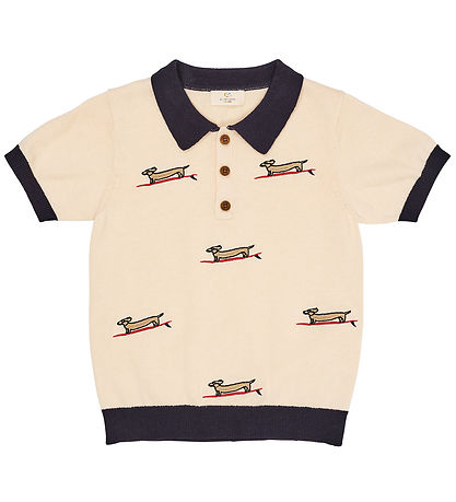 Copenhagen Colors Polo - Strik - Cream/Navy Comb Copenhagen Colors Polo - Strik - Cream/Navy Comb