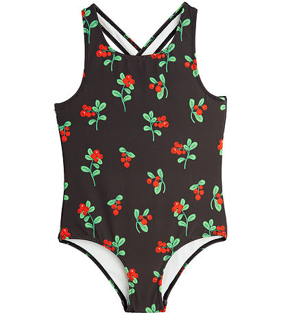 Mini Rodini Badedragt - UV 50+ - Lingonberries - Sort Mini Rodini Badedragt - UV 50+ - Lingonberries - Sort