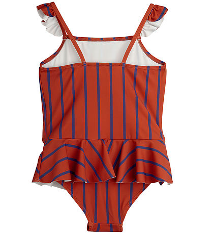 Mini Rodini Badedragt - UV50+ - Stripe - Rustrød/Blå
