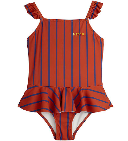 Mini Rodini Badedragt - UV50+ - Stripe - Rustrød/Blå Mini Rodini Badedragt - UV50+ - Stripe - Rustrød/Blå