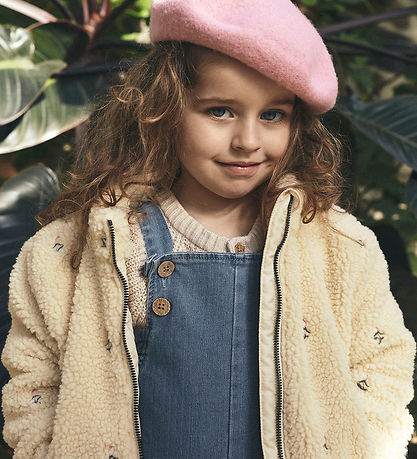 Lil' Atelier Fleecejakke - NmfNalo - Bleached Sand m. Blomster Lil' Atelier Fleecejakke - NmfNalo - Bleached Sand m. Blomster