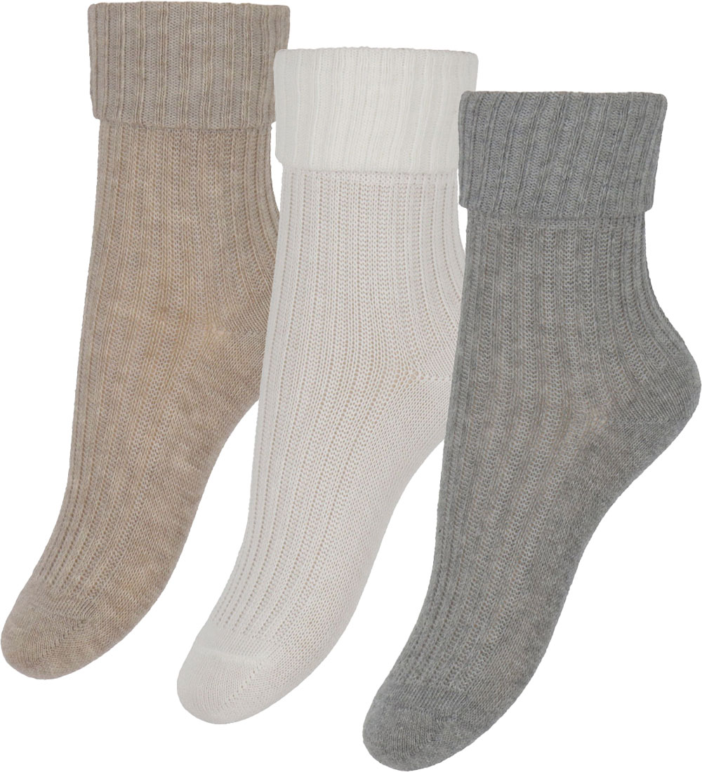 MP Socken - 3er-Pack - Rib - Grau meliert/Braun Meliert/Weiß - MP - 25/28 - Socken