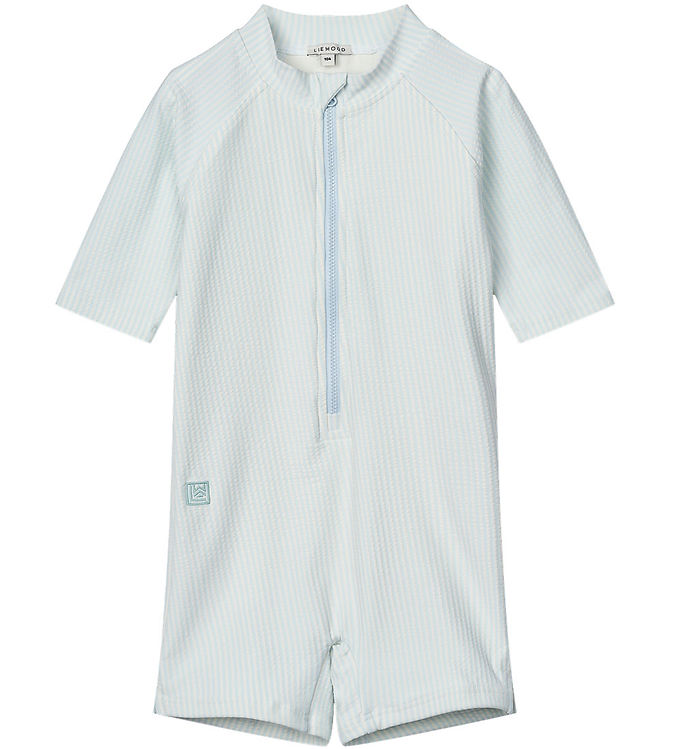 Liewood Badeheldragt - Max Seersucker - Y/D Stripe Pure Sky/Crem