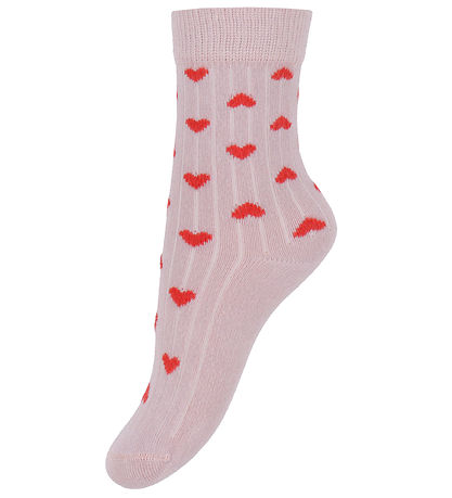 Minipop Strømper - Rib - Bambus - 3-pak - Rose Heart Minipop Strømper - Rib - Bambus - 3-pak - Rose Heart