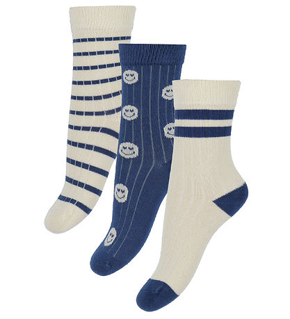 Minipop Strømper - Rib - Bambus - 3-pak - Cobalt Mix Minipop Strømper - Rib - Bambus - 3-pak - Cobalt Mix