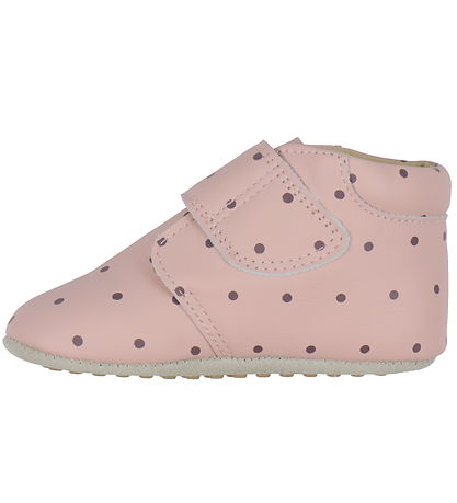 Pom Pom Soft Sole Leather Shoes - Beginners Velcro Print - Dusty