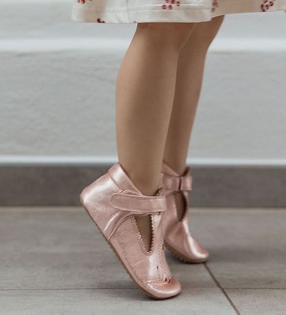 Pom Pom Ballerina Hjemmesko - T-Bar - Metallic Rose