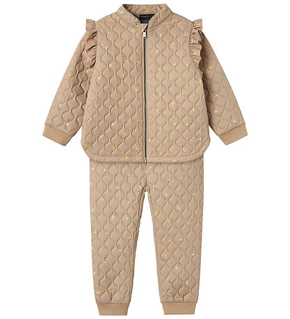 Name It Termotøj - NmfMoon - Quilt - Light Taupe/FLOWER Name It Termotøj - NmfMoon - Quilt - Light Taupe/FLOWER