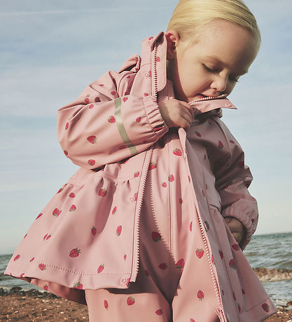 Name It Regntøj m. Seler - PU - NmfDry10 - Pale Mauve/Strawberry