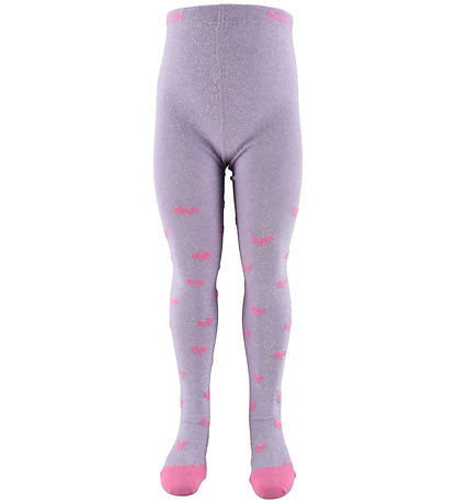 Melton Strømpebukser - Bow Glitter - Cloud Lilac Melton Strømpebukser - Bow Glitter - Cloud Lilac