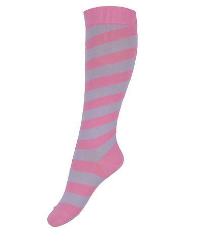 Melton Knee-High Socks - Candy Stripe - Pink Cosmos