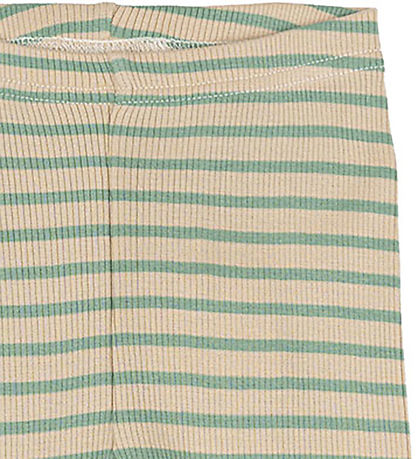 Petit Piao Leggings - Rib - Modal - Granite Green/Dark Off White