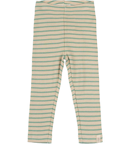 Petit Piao Leggings - Rib - Modal - Granite Green/Dark Off White Petit Piao Leggings - Rib - Modal - Granite Green/Dark Off White