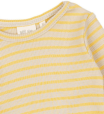 Petit Piao Bluse - Rib - Modal - Yellow Sun/Dark Off White Petit Piao Bluse - Rib - Modal - Yellow Sun/Dark Off White