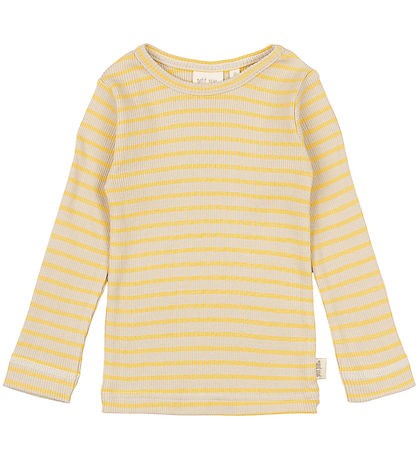 Petit Piao Bluse - Rib - Modal - Yellow Sun/Dark Off White Petit Piao Bluse - Rib - Modal - Yellow Sun/Dark Off White