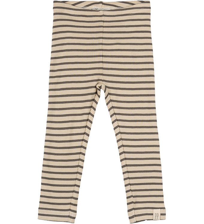 Petit Piao Leggings - Rib - Modal - Earth Brown/Dark Off White
