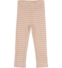 Petit Piao Leggings - Rib - Modal - Bright Rose/Dark Off White Petit Piao Leggings - Rib - Modal - Bright Rose/Dark Off White