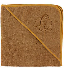 Nørgaard Madsens Babyhåndklæde - 80x80 cm - Karamel m. Elefant