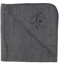 Nørgaard Madsens Babyhåndklæde - 100x100 cm - Grå m. Elefant