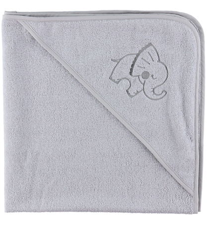 Nørgaard Madsens Babyhåndklæde - 80x80 cm - Grå m. Elefant