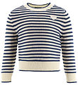 Emporio Armani Bluse - Strik - Hvid/Blåstribet