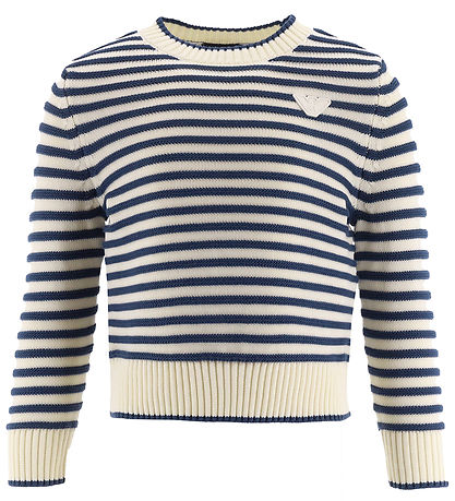 Emporio Armani Bluse - Strik - Hvid/Blåstribet Emporio Armani Bluse - Strik - Hvid/Blåstribet