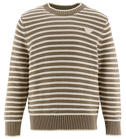 Emporio Armani Bluse - Strik - Hvid/Brunstribet