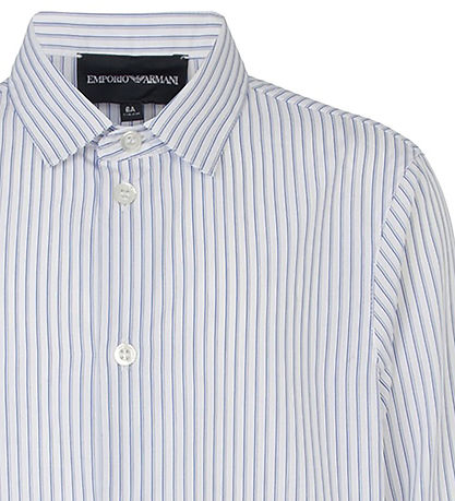 Emporio Armani Skjorte - Hvid/Blåstribet