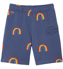 Lacoste Sweatshorts - Blue Purple m. Regnbuer Lacoste Sweatshorts - Blue Purple m. Regnbuer