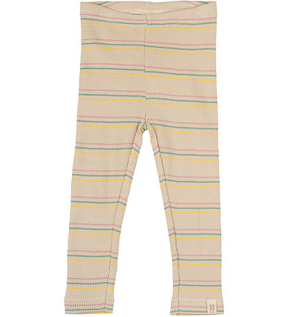 Petit Piao Leggings - Rib - Modal - Bright Rose Multi Stripe