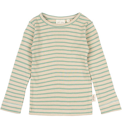 Petit Piao Bluse - Rib - Modal - Granite Green/Dark Off White