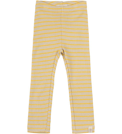 Petit Piao Leggings - Rib - Modal - Yellow Sun/Dark Off White Petit Piao Leggings - Rib - Modal - Yellow Sun/Dark Off White