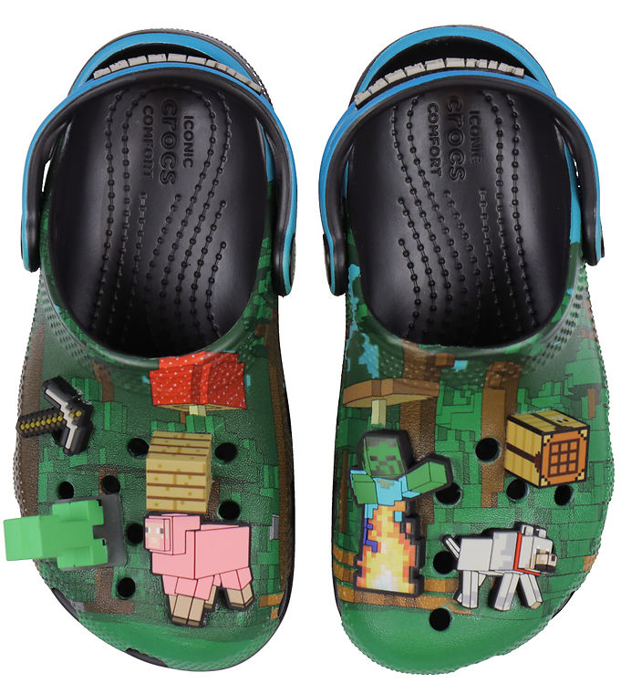 Crocs Sandaler m. Lys - Classic Clog K - Blå/Sort m. Minecraft