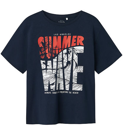 Name It T-shirt - 2-pak - NkmVagno - Bright White/Navy blazer