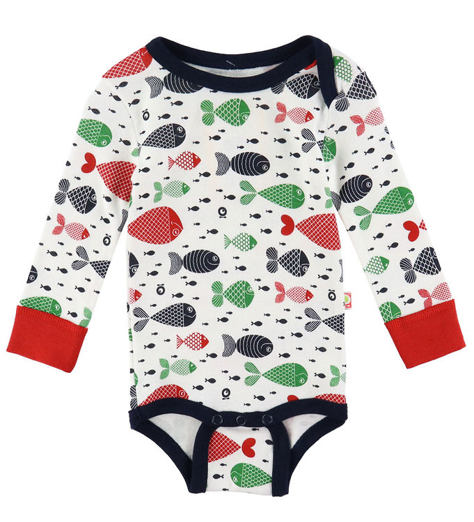 Katvig Body L/Æ - Hvid m. Fisk