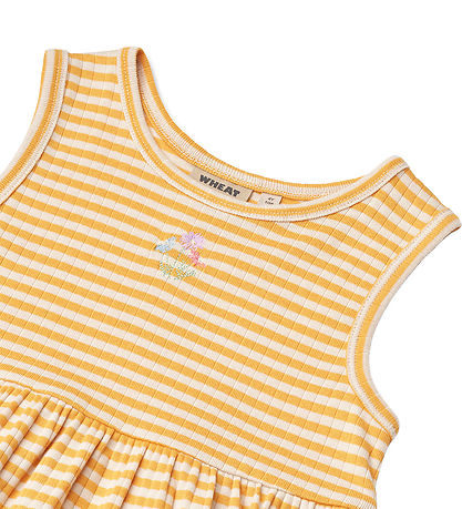 Wheat Kjole - Rib - Martha - Yellow Rib Stripe Wheat Kjole - Rib - Martha - Yellow Rib Stripe