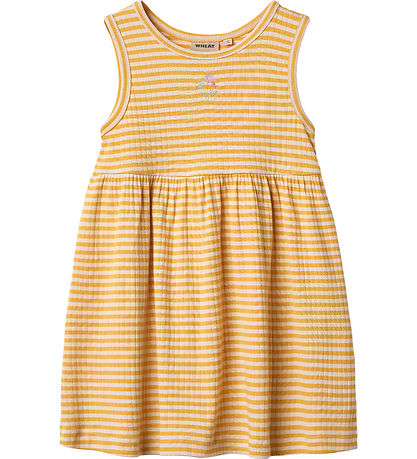 Wheat Kjole - Rib - Martha - Yellow Rib Stripe