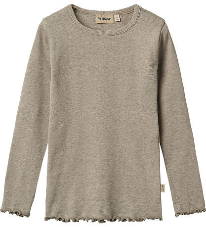 Wheat Bluse - Rib - Ida - Gravel Melange Wheat Bluse - Rib - Ida - Gravel Melange