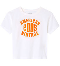 American Vintage Stuttermabolur - Gamipy - Hvítur/Neon appelsínu American Vintage Stuttermabolur - Gamipy - Hvítur/Neon appelsínu