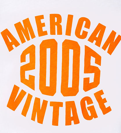American Vintage 티셔츠 - 가미피 - 화이트/네온 오렌지