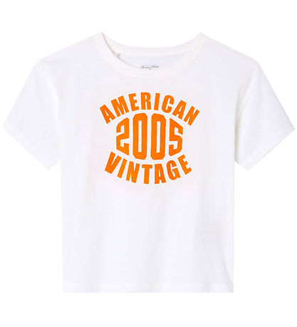 American Vintage 티셔츠 - 가미피 - 화이트/네온 오렌지