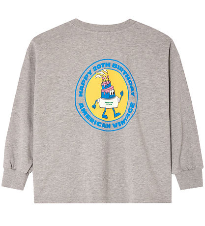 American Vintage Bluse - Fizvalley - Gråmeleret m. Print American Vintage Bluse - Fizvalley - Gråmeleret m. Print