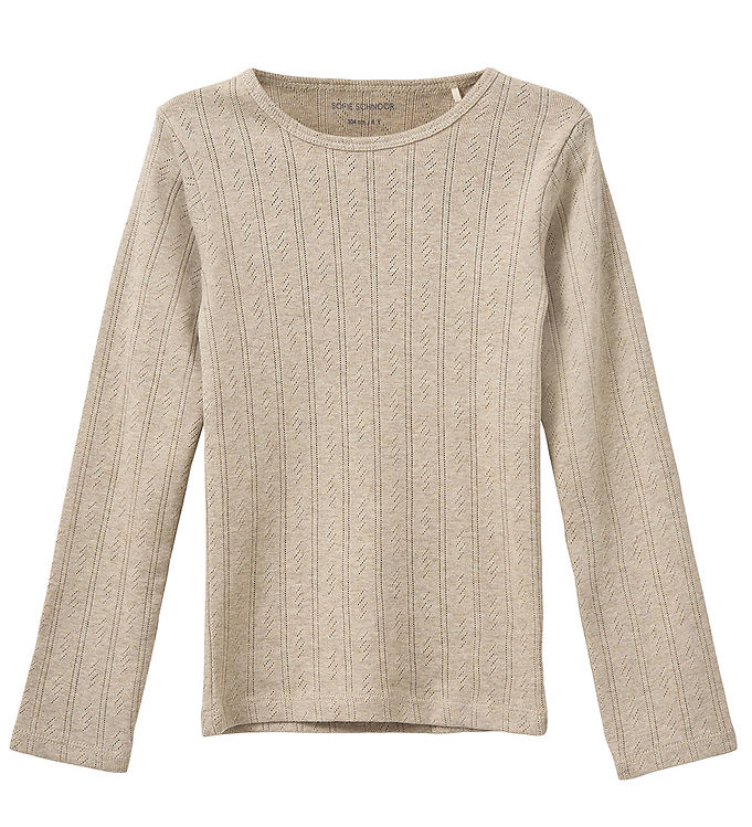 Sofie Schnoor Bluse - PetriciaSY Pointelle - Beige m. Hulmønster