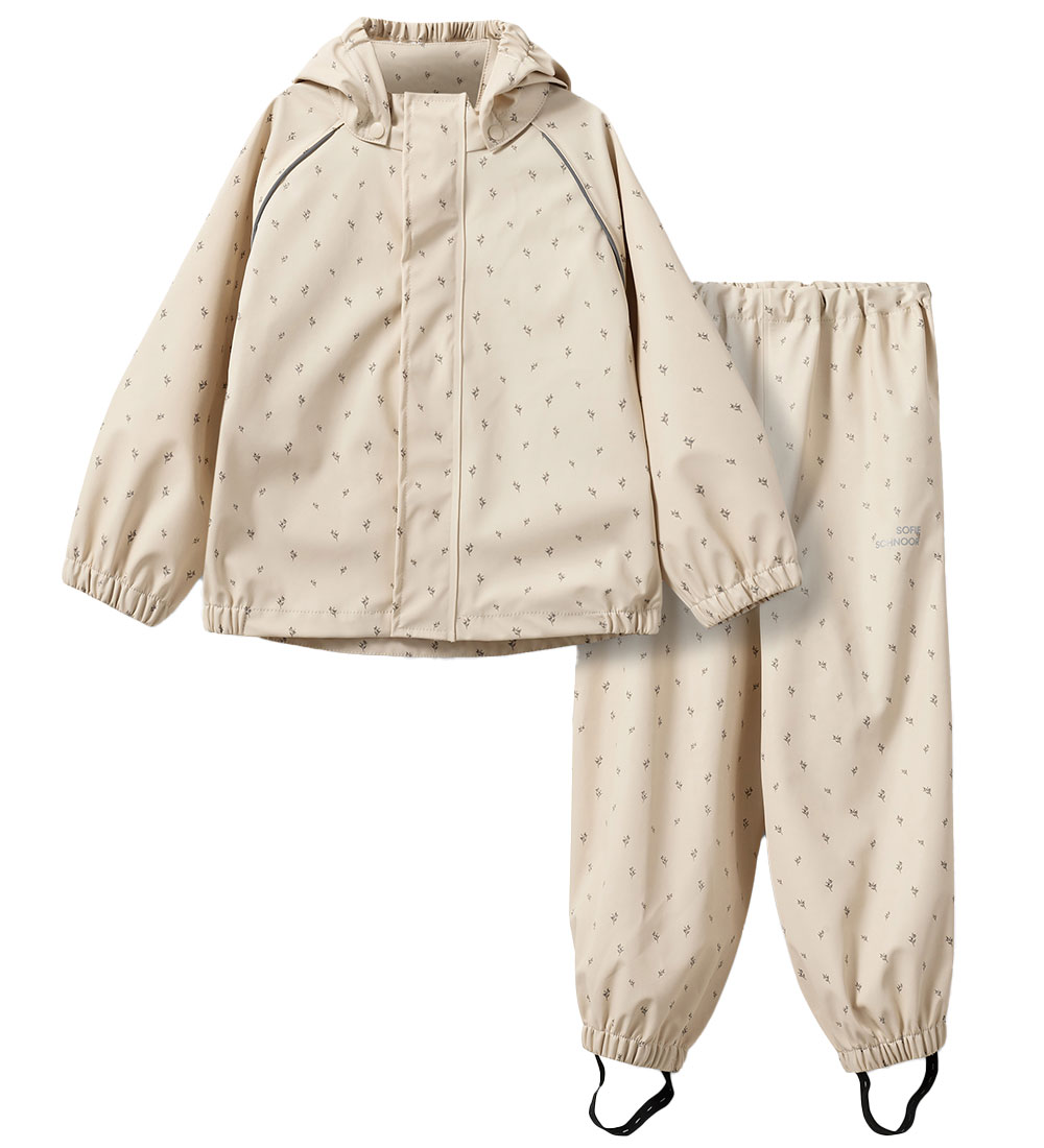 Sofie Schnoor Regenkleidung - PU - Varash - Sand m. Blumen - Sofie Schnoor - 8 Jahre (128) - Regenkleidung