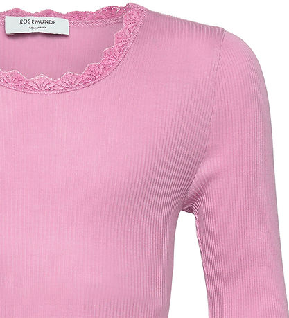 Rosemunde Bluse - Rib - Balta - Prism Pink m. Blonder