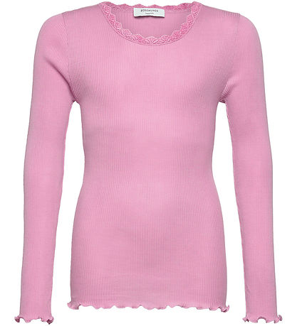 Rosemunde Bluse - Rib - Balta - Prism Pink m. Blonder