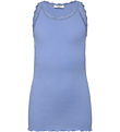 Rosemund Top - Lang - Rib - Balta - Blue Heaven m. Blonder