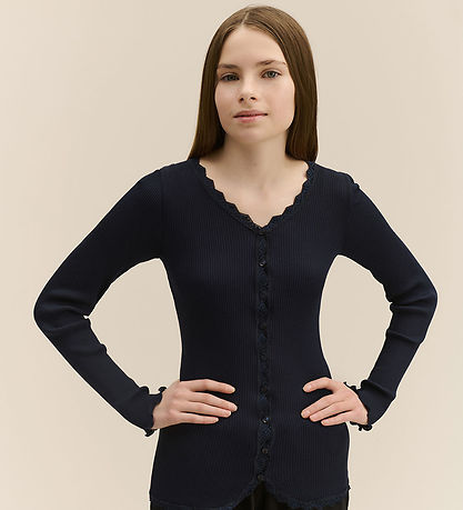 Rosemunde Cardigan - Rib - Balta - Navy m. Blonder Rosemunde Cardigan - Rib - Balta - Navy m. Blonder