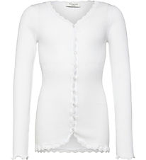 Rosemunde Cardigan - Rib - Balta - New White m. Blonder Rosemunde Cardigan - Rib - Balta - New White m. Blonder